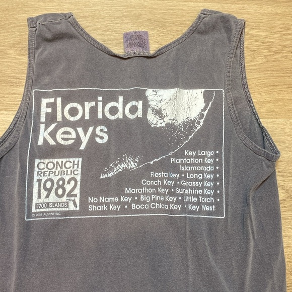Comfort Colors Sleeveless Blue Tee Tank Florida Keys Vacation Lot Of 2 Small - Picture 8 of 8